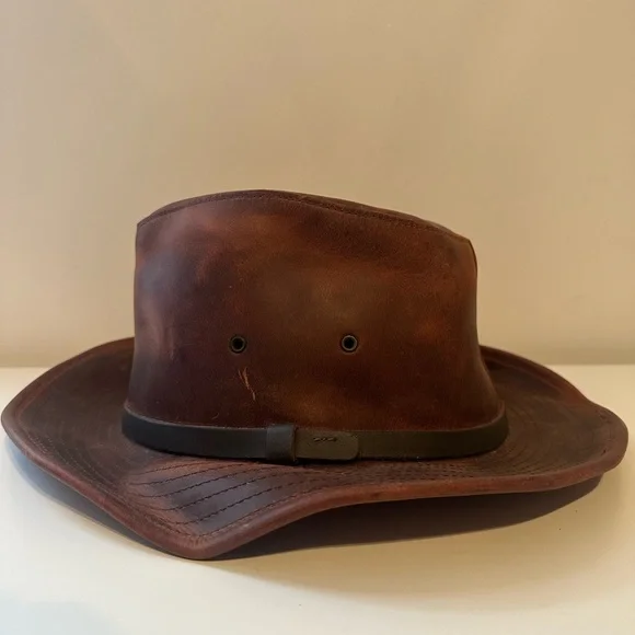 Henschel Rugged Safari Brown Leather Hat Men’s Medium